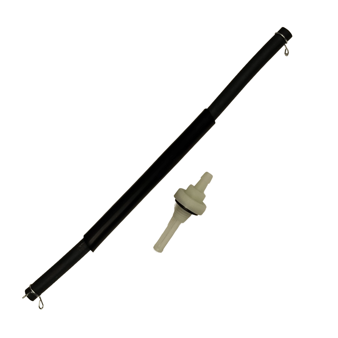 Order a A complete fuel line assembly kit featuring a durable black fuel pipe and a sealing white fuel tank grommet, perfectly matching Tab 10 specifications for the Titan Pro TP690 Flail Mower.